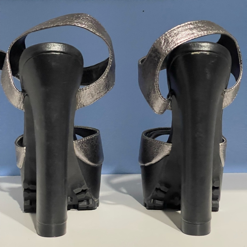 Metallic Silver Platform Heels - image 2